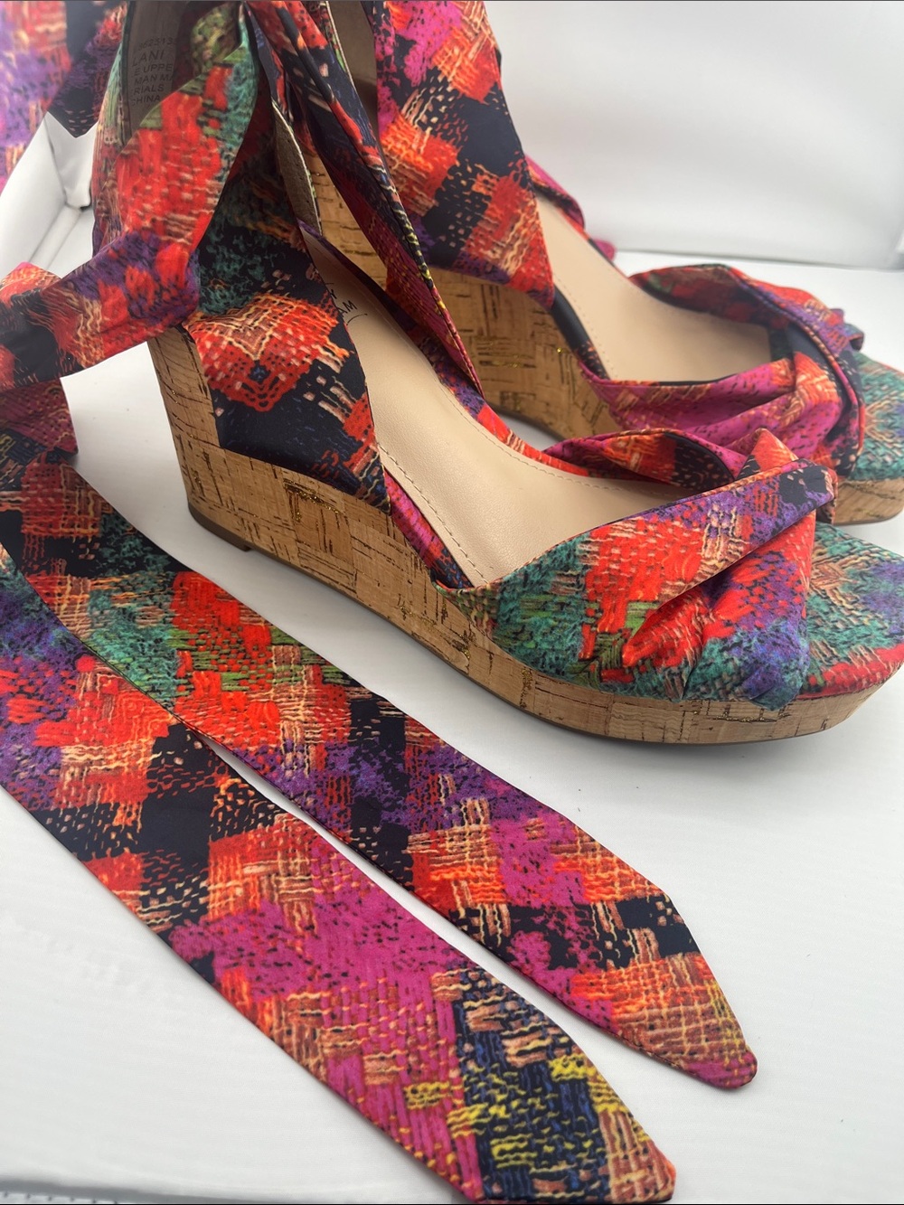 Impo Olani Bright Multi Wedge Wrap-Around Ankle Tie Strap